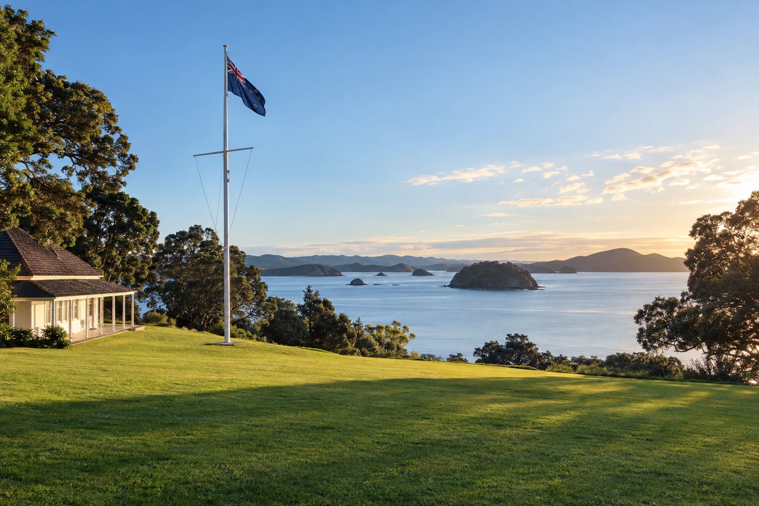 The Treaty House and grounds at Waitangi, New Zealand, where the Treaty of Waitangi was signed in 1840